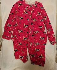 Go Softly Christmas Patio Pajamas Red Womens Lg Holiday Santa Cats Stars & Fish