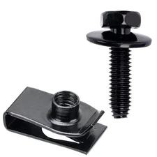 10 Sets M6-1.0 Bolts and U-Nuts Clips Fasteners for Auto Repair