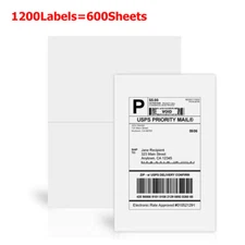 1200 Half Sheet 8.5x5.5 Shipping Mailing Labels Self Adhesive for Inkjet Laser