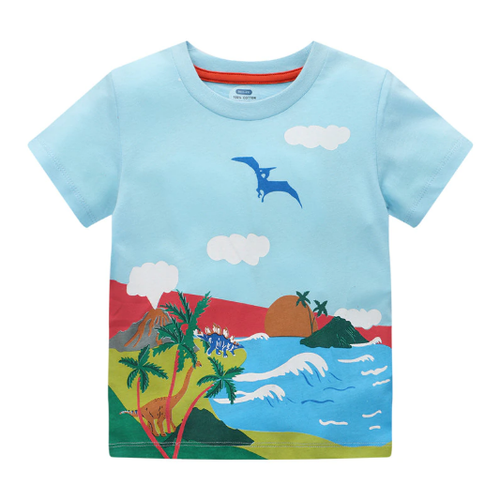 NEW Dinosaur Orca Whale Ocean Boys Short Sleeve Shirt - Picture 2 of 3