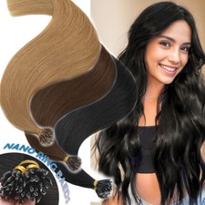 Russian NANO RING Remy Human Hair Extensions Micro Beads Tip Full Head 150G Long