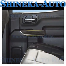 FOR 2019-2025 CHEVY SILVERADO 4-DOOR DARK WOOD GRAIN DOOR PANEL DECOR TRIM COVER