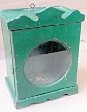  Old Wood Cabinet Mini Wall hanging Display showcase green Original Watchcase