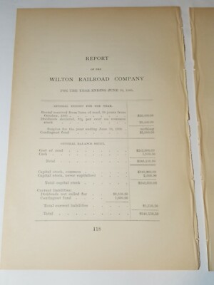 1906 Zugdokument WILTON RAILROAD COMPANY Nashua NH Isaac & George Whiting 