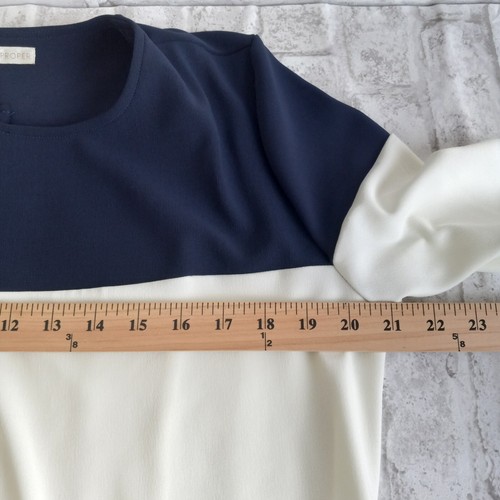 Boston Proper Duster Small Colorblock Open Jacket Oversized Navy White Career - Picture 9 of 9