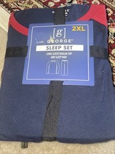 NWT Mens George - 2 Pc Pajama Set - Long Sleeve Fleece Pants - 2XL