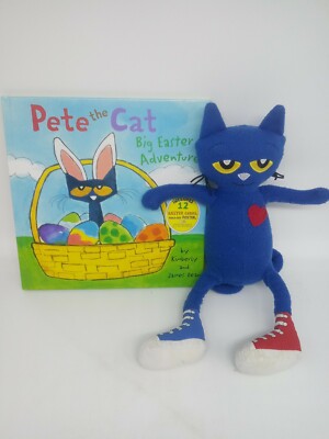 Pete The Cat Plush Doll Blue Big Easter Adventure Book No Poster