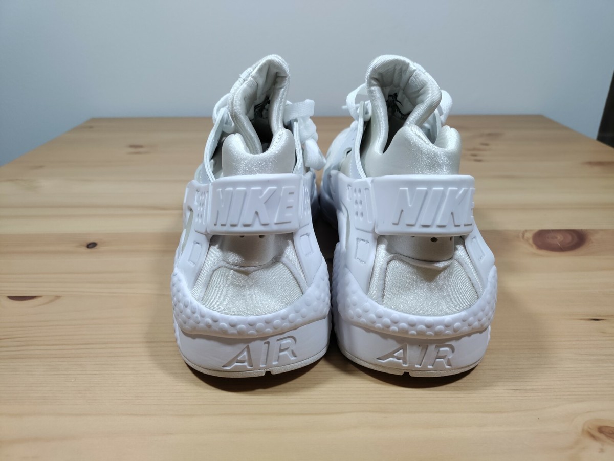 Nike Mens Air Huarache 318429-111 Triple White Sneakers Size 10 Nike Air Huarache Run 318429-111 Triple White Lace Up  main image 3