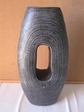 Vaso etnico in terracotta grigio fumo tribale arte africana vintage porta fiori