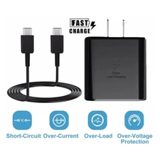 Black Universal 45W Fast Charging Type C Wall Charger Cable For Samsung S21 S22