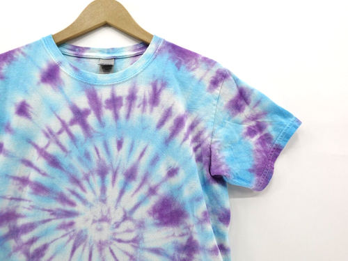 Gildan Kids TShirt Tie Dye Spiral Hippie Groovy Blue Purple Size Adult S Youth L - Picture 4 of 17