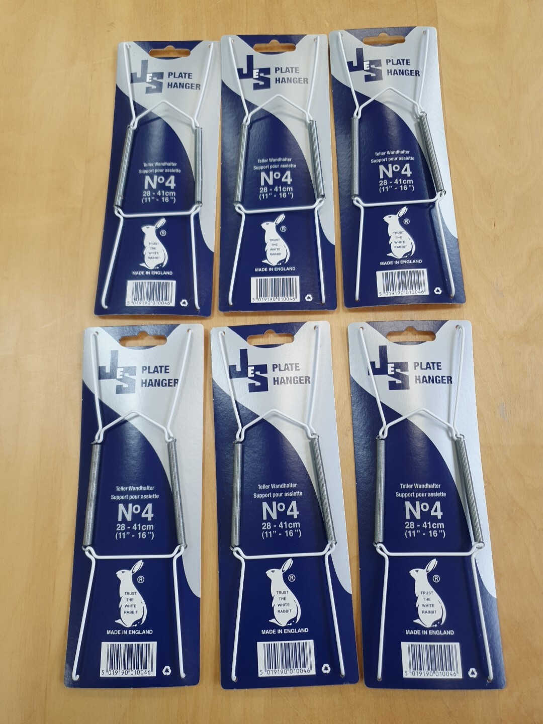 White Wire Plate Hanger Size 4 To Fit Plate 28cm - 41cm (11""-16"") Quantity x 6