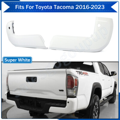 040 Super White Rear Bumper End Caps W/ Sensor Hole For Toyota Tacoma 2016-2023