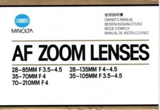 Minolta AF Zoom Lenses owner's manual 8 pages/1984 