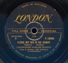 Geschwister Winkler Qt (German) 78 O Land Bodensee/ Fliege Mit Mir Die Heimat B9