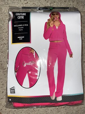 NEW Pink COUTURE CUTIE Halloween Tracksuit Piece Costume Womens Med 6-8 