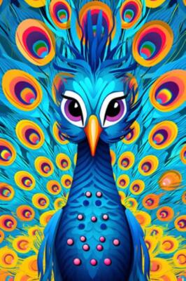 Wandbild: Vektorillustration eines wunderschönen blauen Pfaus auf buntem [...]