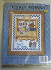 Design Works Counted Cross Stitch Kit Love Begins at Home 8"x10" New in Package