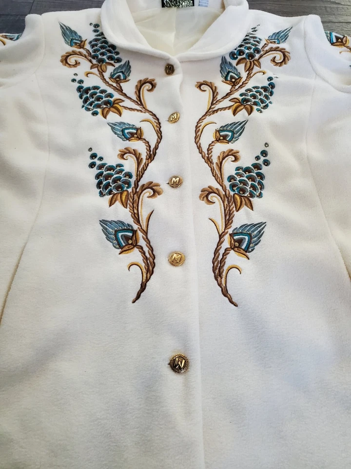 Кардиган женский Bob Mackie Artsy на пуговицах с подкладкой флисовый войлок вышитый 1X - Изображение 2 из 4