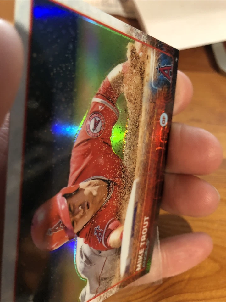 2015 Mike Trout Topps Chrome Sliding REFRACTOR Parallel #51 - Angels Scratches - Image 3 of 3