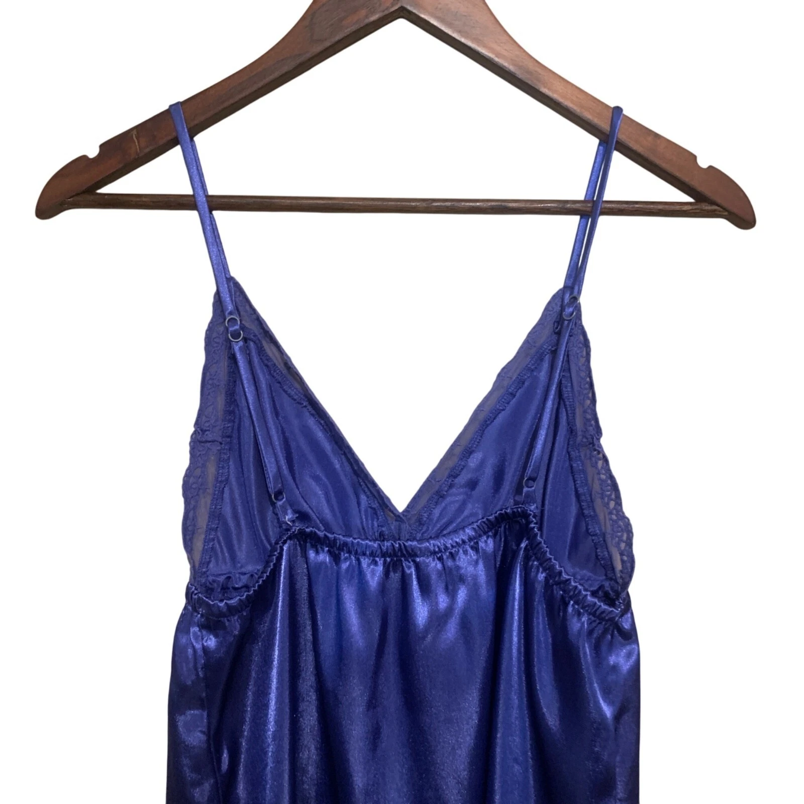 UNDERCOVER Vestito donna vintage lilla e lavanda raso babydoll slip orlo pizzo blu taglia M Y2K