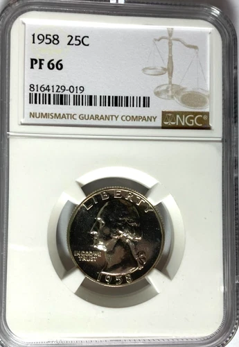 1958 25c Washington Proof Silver Quarter Dollar NGC PF66