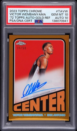 Victor Wembanyama [Gold Refractor] #TA-VW 2023 Topps Chrome 1972 Autograph card