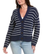 Michael Stars Dodi Striped Cardigan Sweater Nocturnal Blue Small 228.