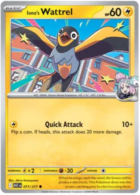 Pokemon Iono's Wattrel 71 / 217 Ascended Heroes Ball Holo