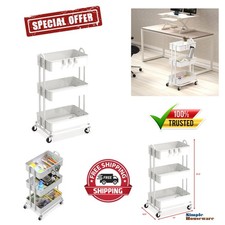 Heavy-Duty Indoor Utility Rolling Cart - 12.5"D x 17"W x 31.5"H for Space Saving