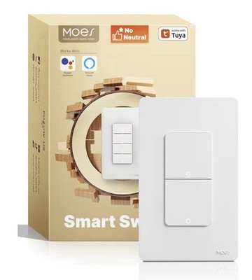 MOES Smart Double Light Switches, WiFi 2 Gang Single Pole Switch, Works W/ Alexa