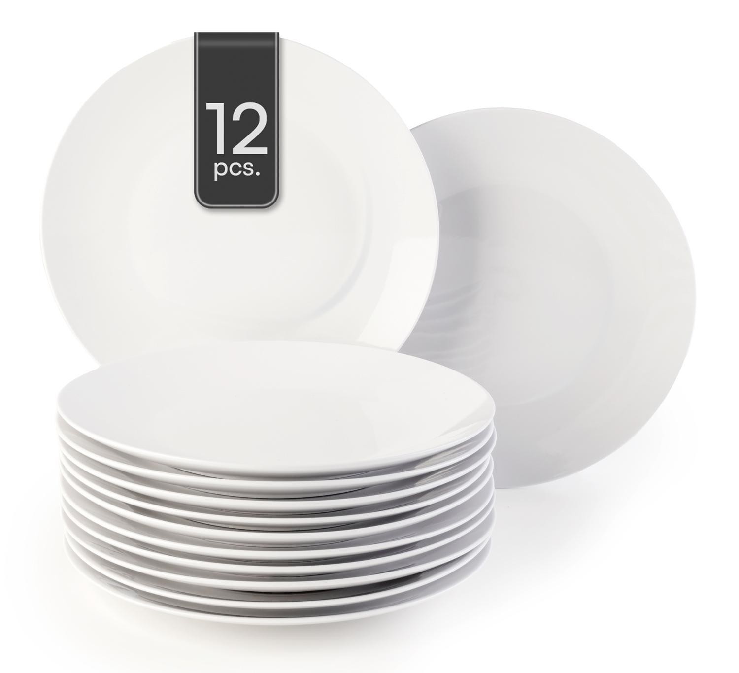 Speiseteller 12er Set Flachteller Essteller Flach Porzellan Weiß Rund 27 cm