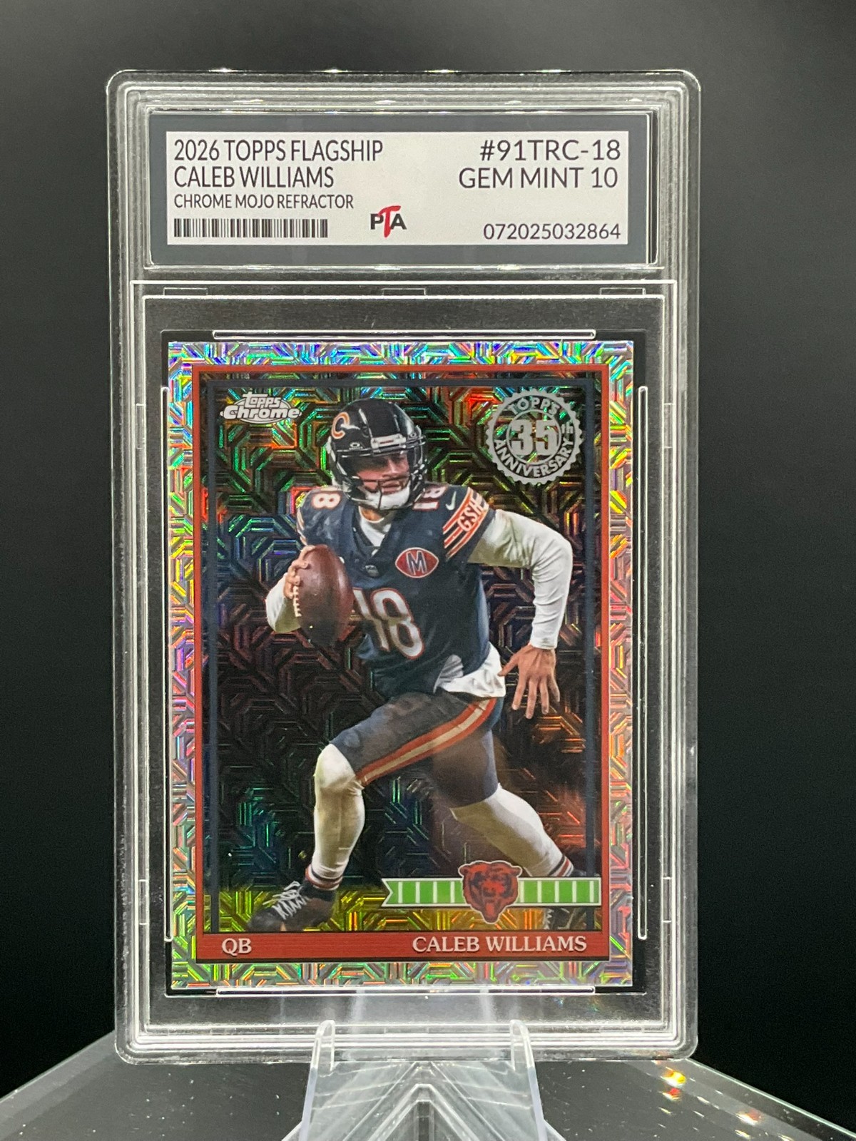 2026 Topps Flagship Chrome Mojo Refractor Caleb Williams Bears GEM MINT PTA 10🔥