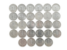 28 M&uuml;nzen 1 Pfennig DDR unterschiedliche Jahrg&auml;nge und Pr&auml;gezeichen 1948-1988