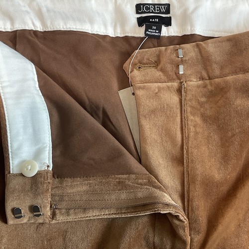 Pantalon J CREW femme marron velours stretch doublé Kate droit taille haute carrière 20 - Photo 10 sur 10