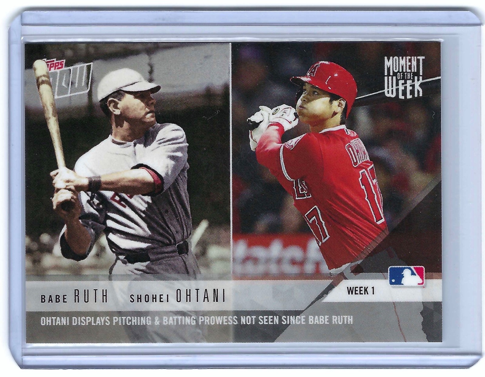 Shohei Ohtani 2018 Topps Now #MOW-1 Moment of the Week (w/B. Ruth