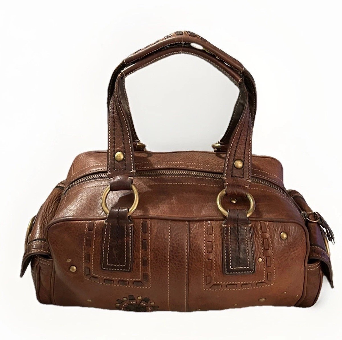 COACH レザー ボディバッグ ブラウン Coach Satchel Soho Mia, Laced, Brown Distressed Leather, Brass
