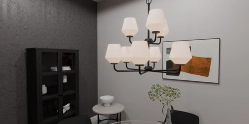 Quoizel NIE5028 Nielson 9 Light 29"W Chandelier - Black - Picture 4 of 7