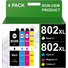 4PK 802XL T802XL Ink For Epson WorkForce Pro WF-4720 WF-4730 WF-4734 WF-4740