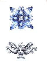 Original Painting Graphic Signed Art by Artist 8.8×11.7"