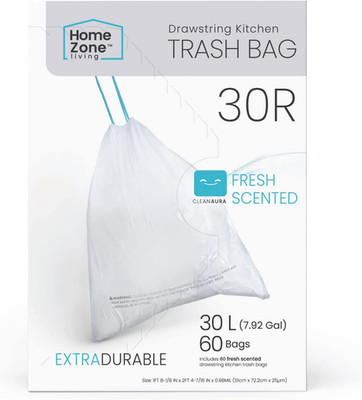 8 Gallon Kitchen Trash Bags with Drawstring Handles, Heavy Duty Custom Fit Desig