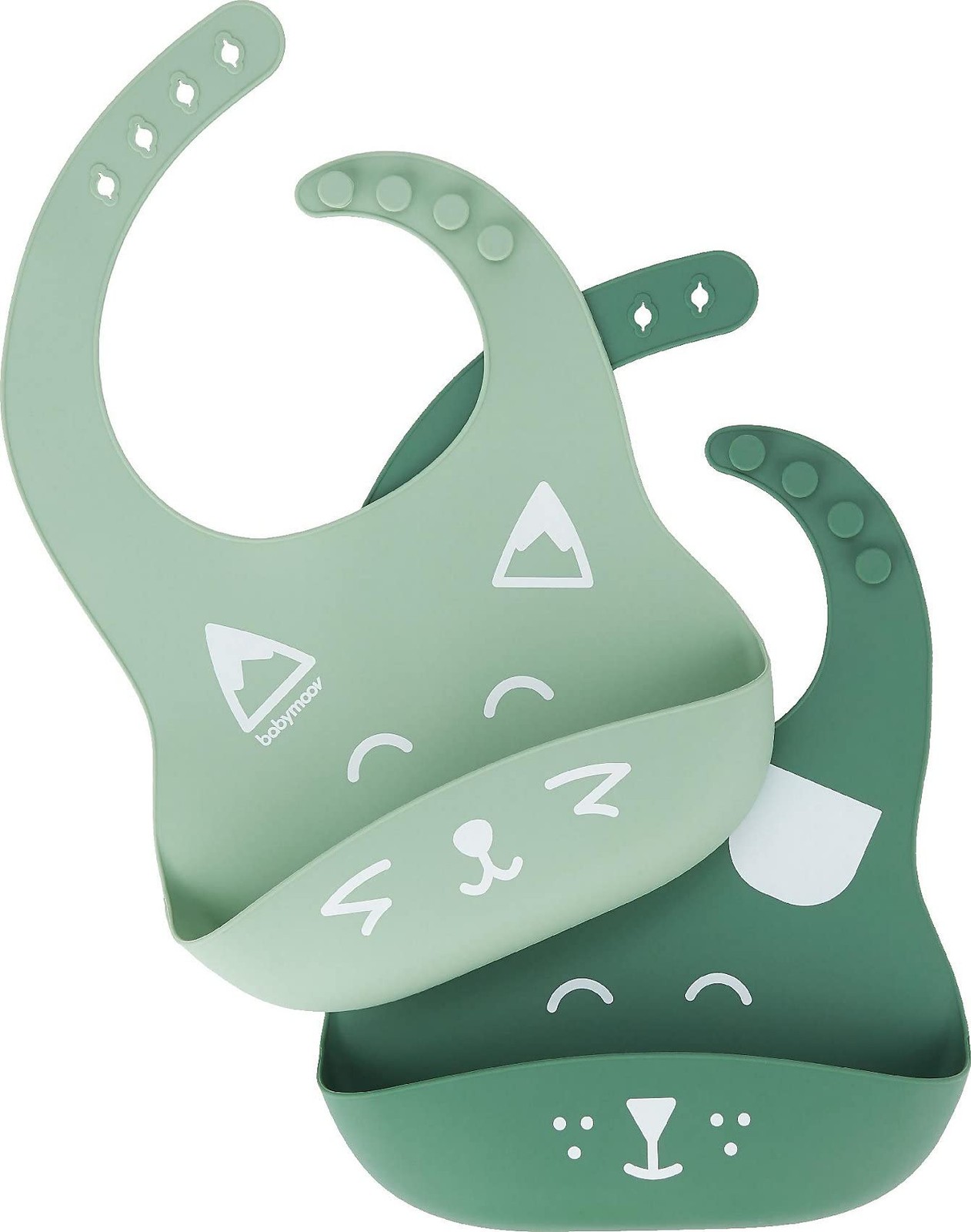 Lot de 2 bavoirs en silicone BIB'ISY : bavoir bébé étanche réglable avec poche de rechange
