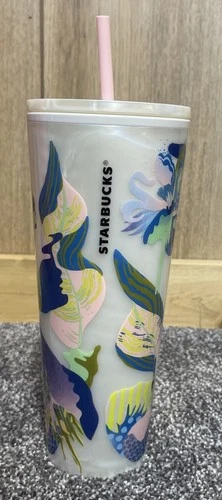 Starbucks Tumbler Summer 2024 White Pearl Marble Butterfly Garden 24oz