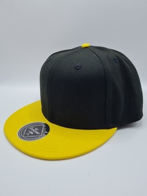 Crowns by Lids Classic Black Yellow Full Court Mens Fitted Cap New Flat Brim