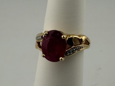 Vintage 10k Madagascar Ruby Diamond Ring