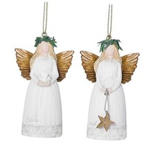 2025 Figurines Set of 2 Christmas Decorations, Holiday Ornaments for Angel
