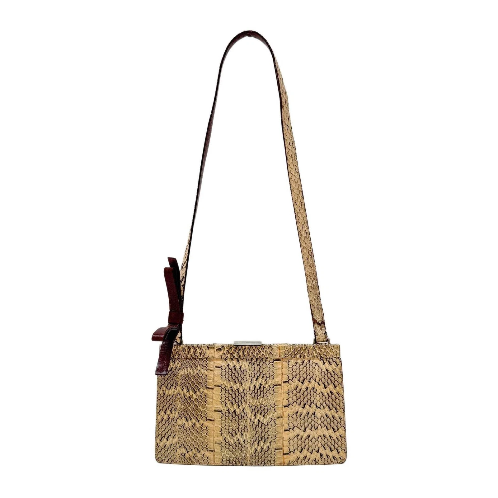 Miu Miu — MIU MIU Sand Python Embossed Leather Shoulder Bag