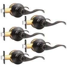 5 Pack Privacy Door Levers - Oil Rubbed Bronze Lever Door Handles with Lock f...