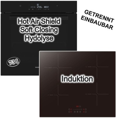 Herdset Backofen Daewoo mit PKM Induktionskochfeld Hydrolyse TouchSlider Booster