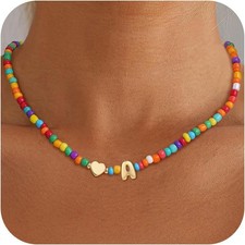 Christmas Gifts Colorful Initial Necklaces for Girls Kids - Colorful Heart Bubbl